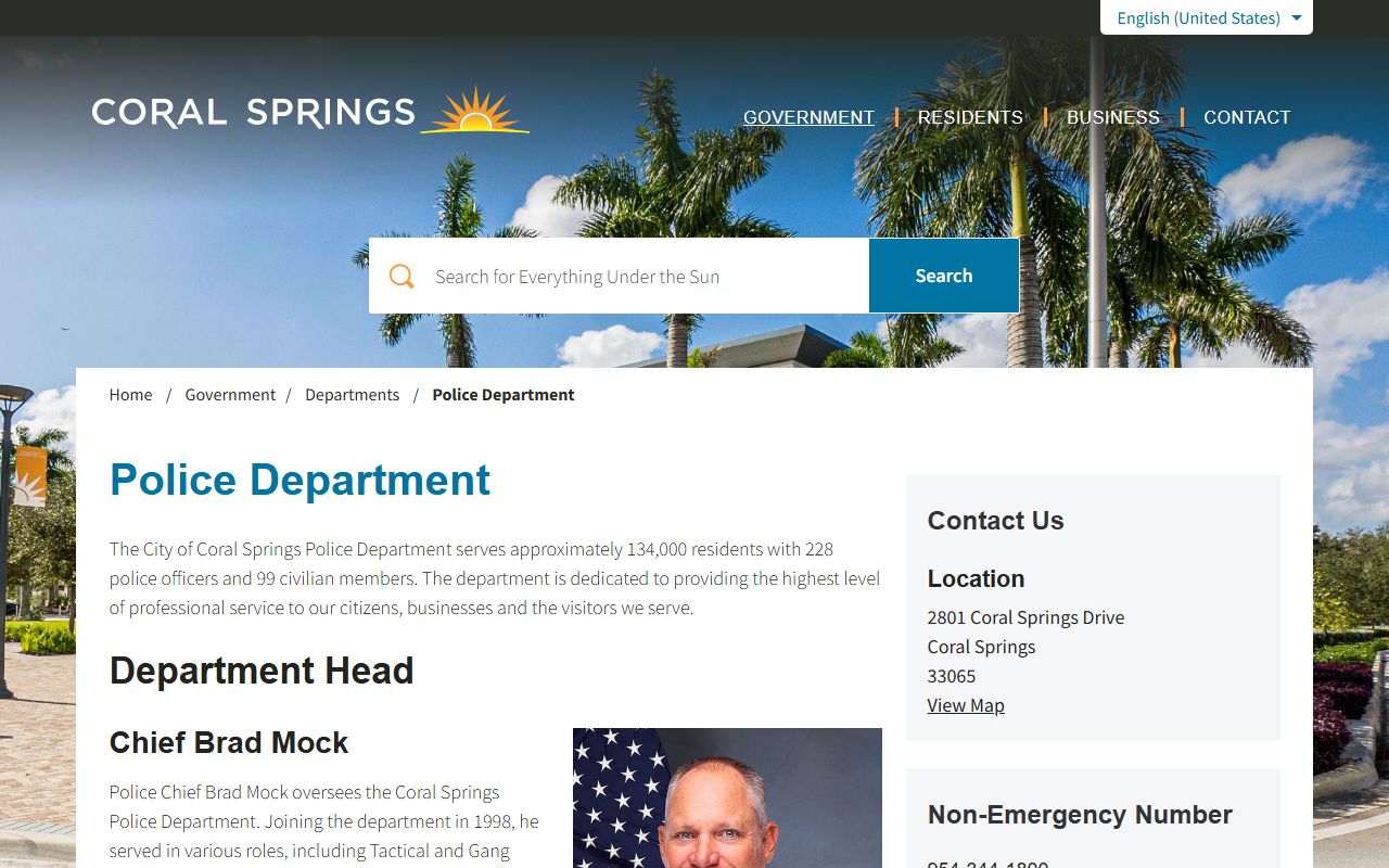 Coral Springs Police Department homepage