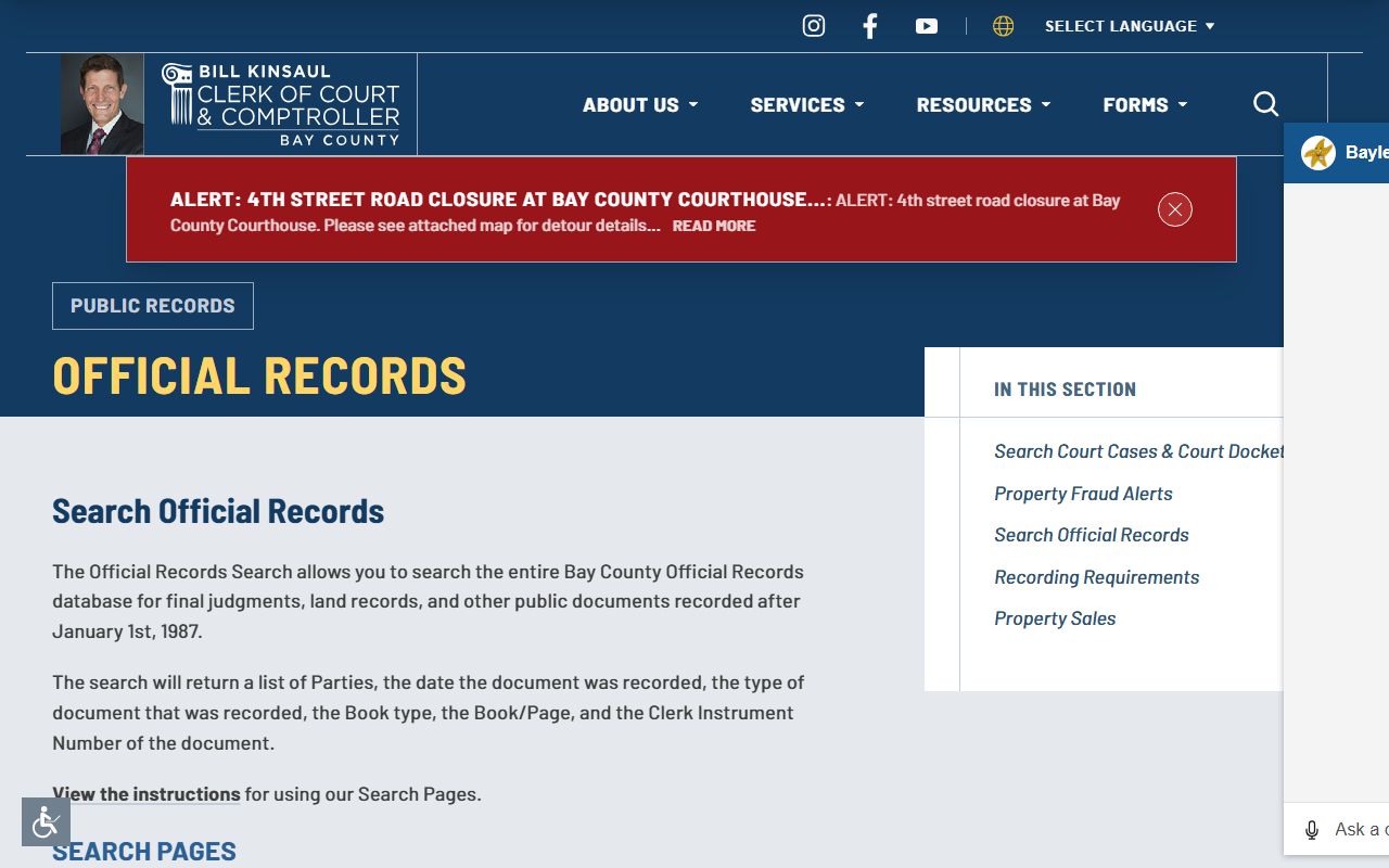 Bay County Clerk of Court records search