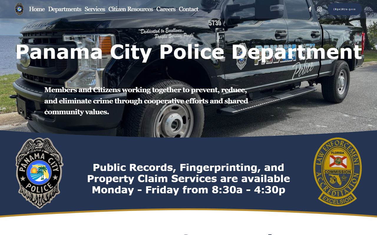 Panama City Police Department records request page