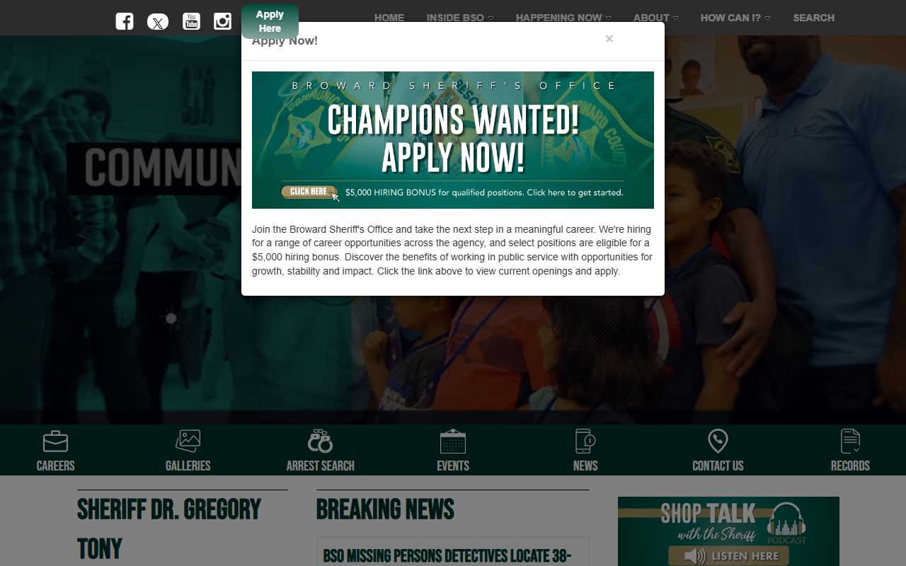 Broward Sheriff's Office homepage