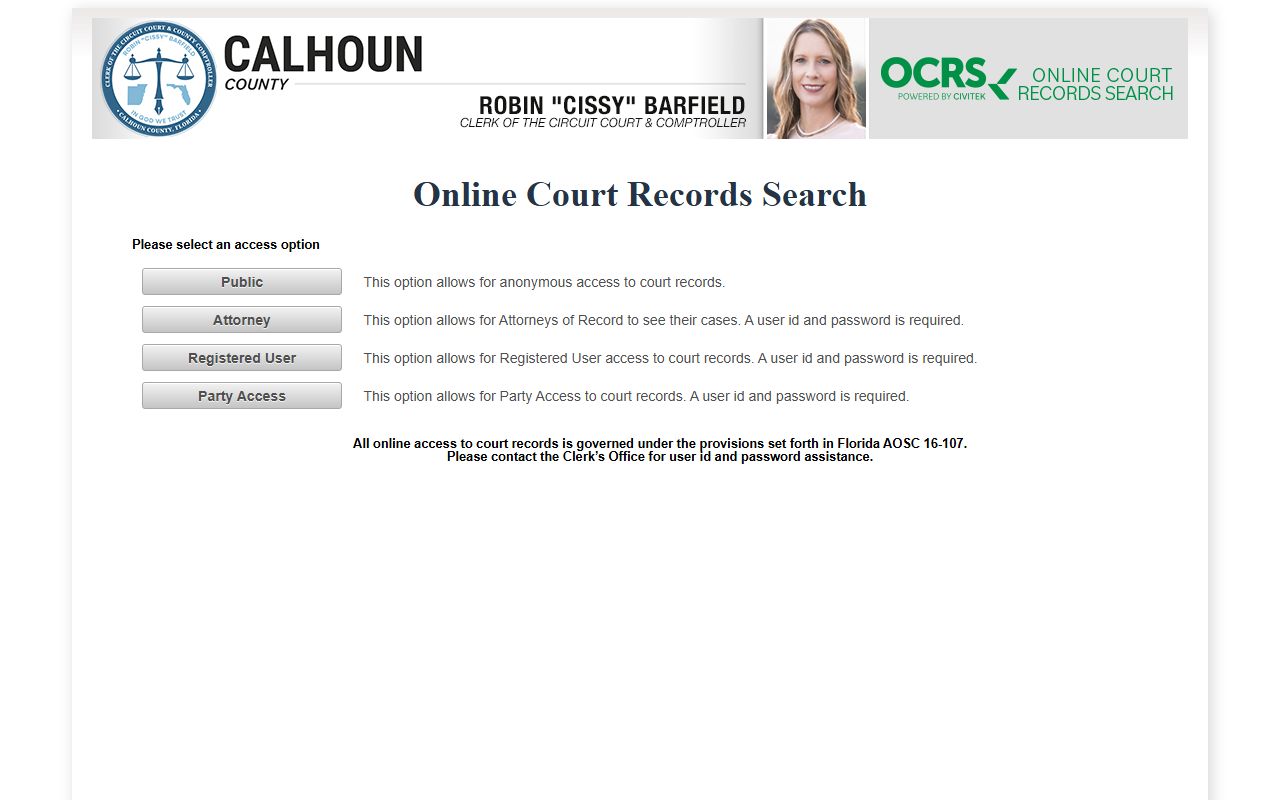 Calhoun County Clerk of Court records search