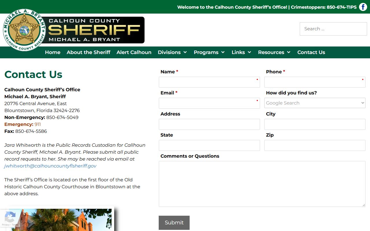 Calhoun County Sheriff contact information
