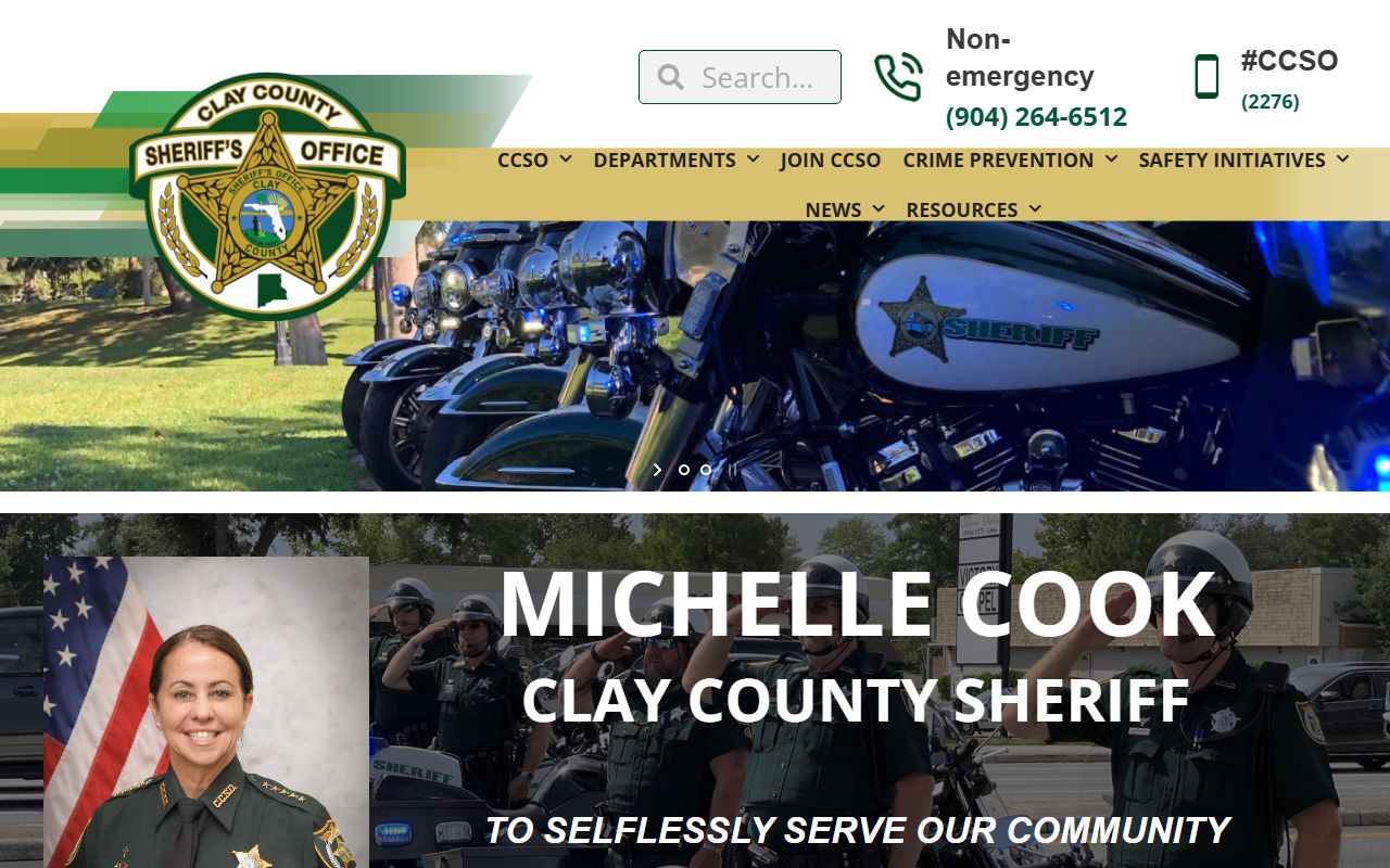 Clay County Sheriff's Office official website homepage