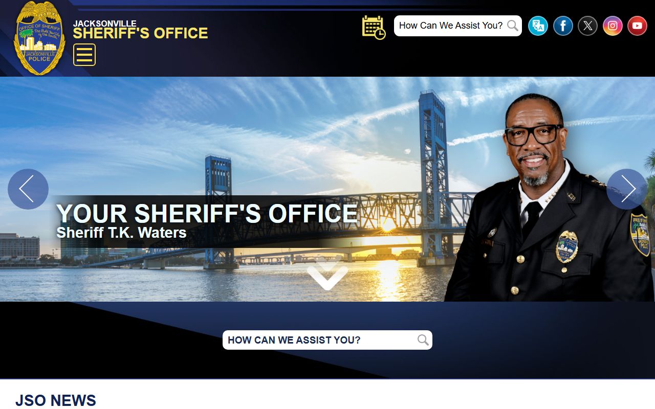 Jacksonville Sheriff's Office official website homepage