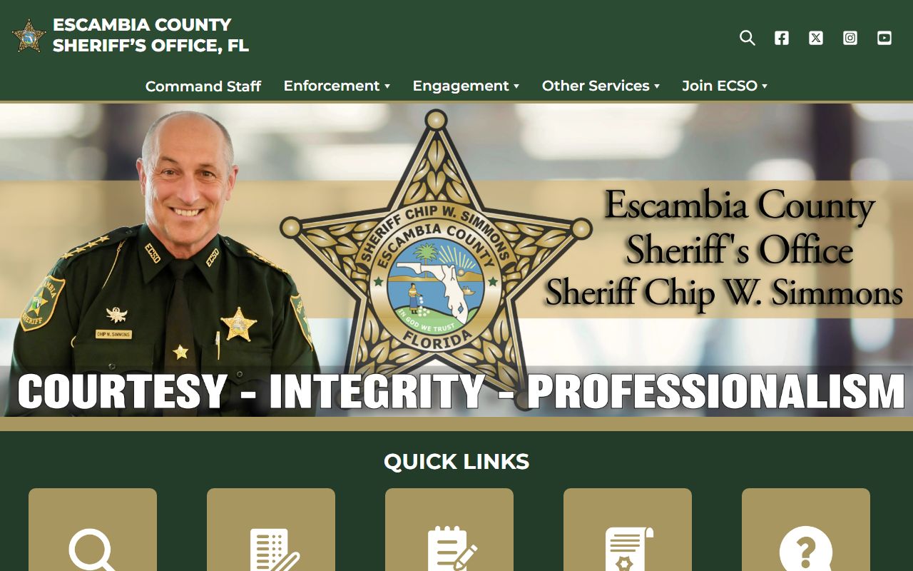 Escambia County Sheriff's Office official website homepage