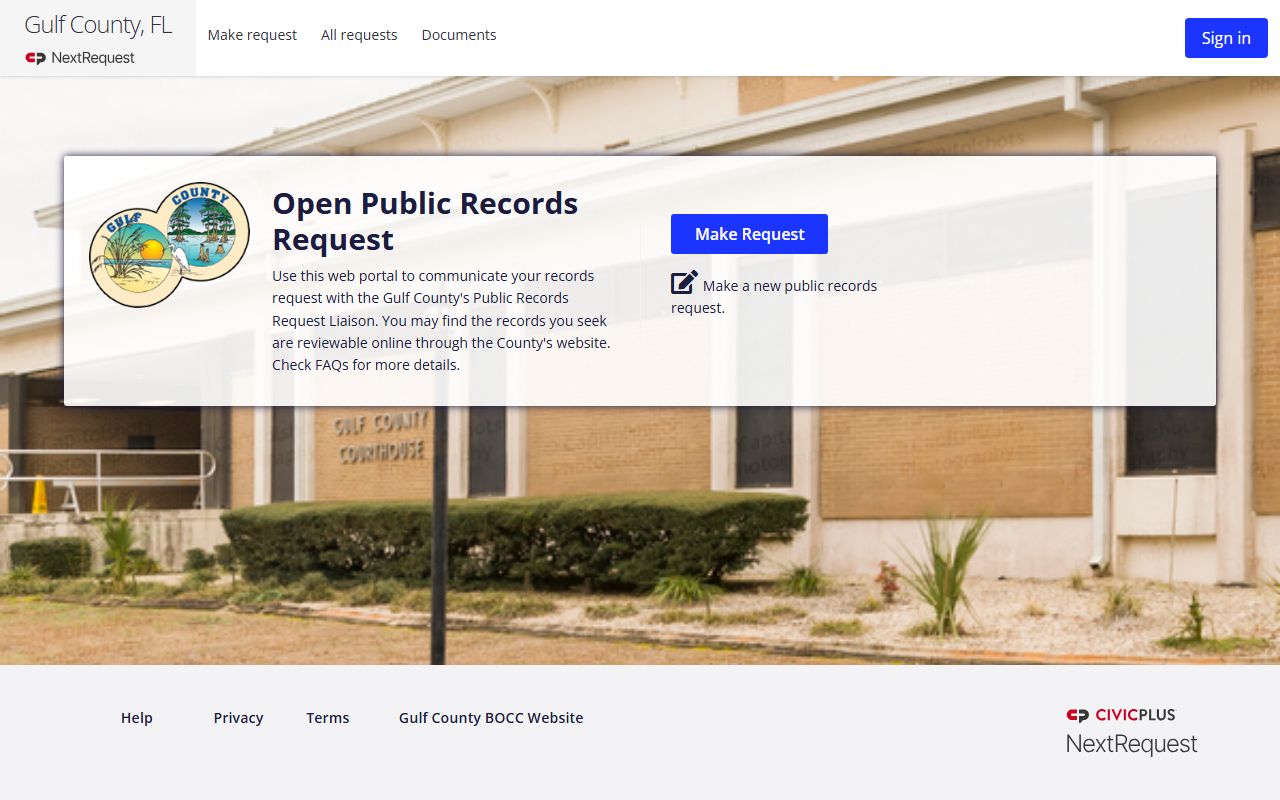 Gulf County NextRequest public records portal