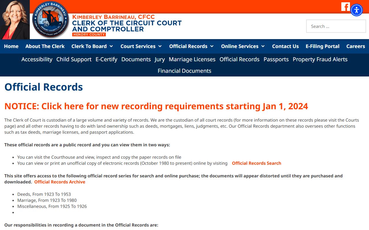 Hendry County Clerk of Court official records search