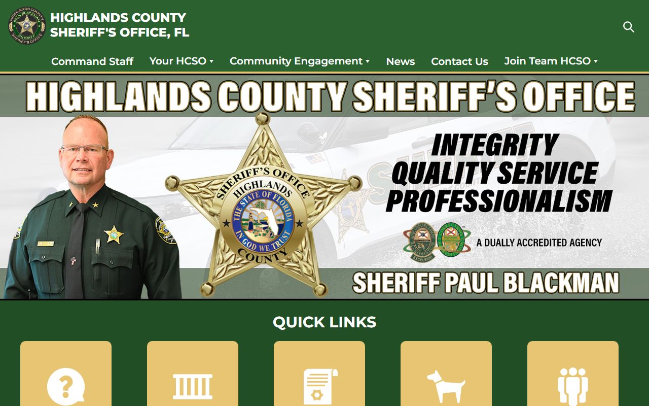 Highlands County Sheriff's Office homepage
