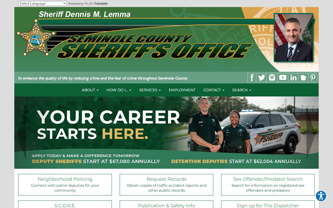 Seminole County Sheriff's Office homepage